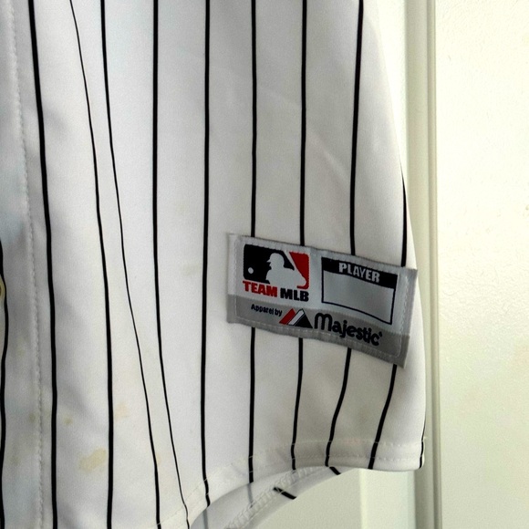 Retro Gretsch Guitars 125th Pin Stripe MLB Baseball Jersey Men’s L Majestic RARE - Picture 4 of 9